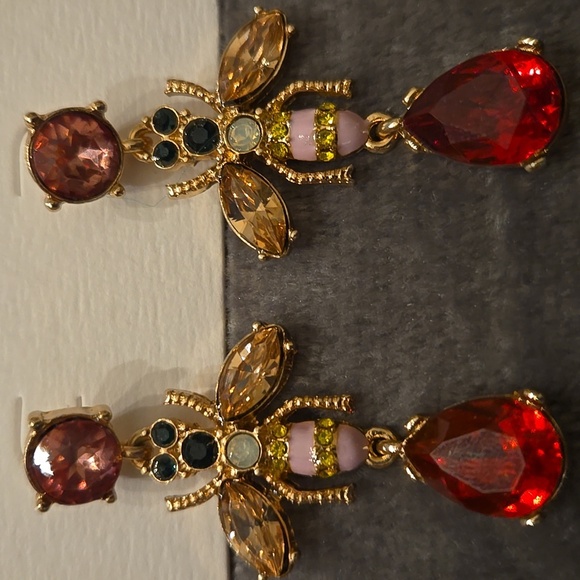 Josslyn Gold and Red Statement Earrings - Picture 3 of 3